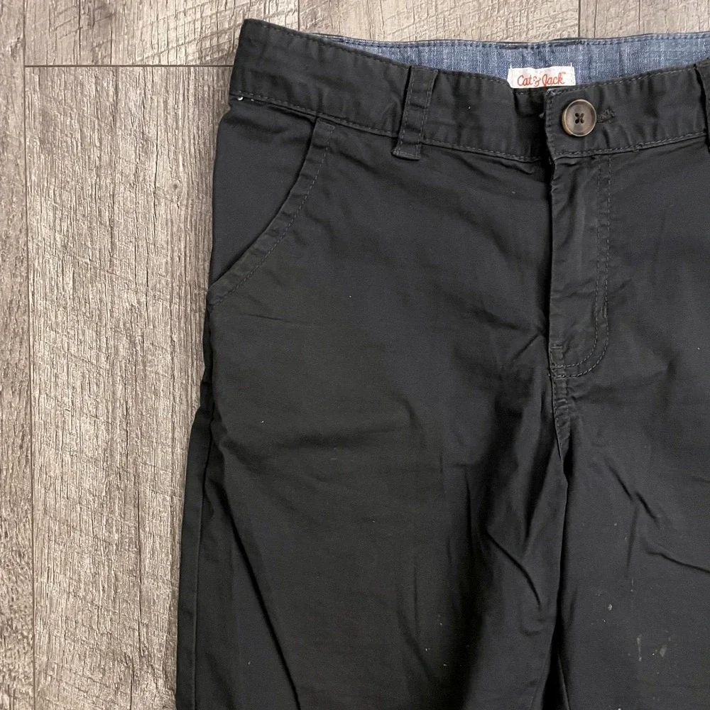 Cat & Jack Boys Black‎ Chino Shorts Size 12 Flat Front School Uniform Casual